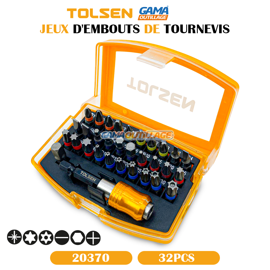 20370-GAMAOUTILLAGE-CNC JEUX D'EMBOUTS DE TOURNEVIS 32PCS TOLSEN