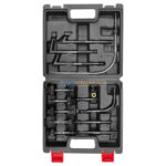 Ensemble complet d'embouts, adaptateurs filetés et tuyau flexible pour transmission automatique, disposés à plat