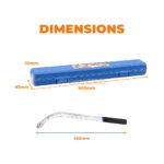 Dimensions du coffret pour jeu de clés tendeur : 600 mm x 95 mm x 70 mm, longueur du bras de levier : 455 mm