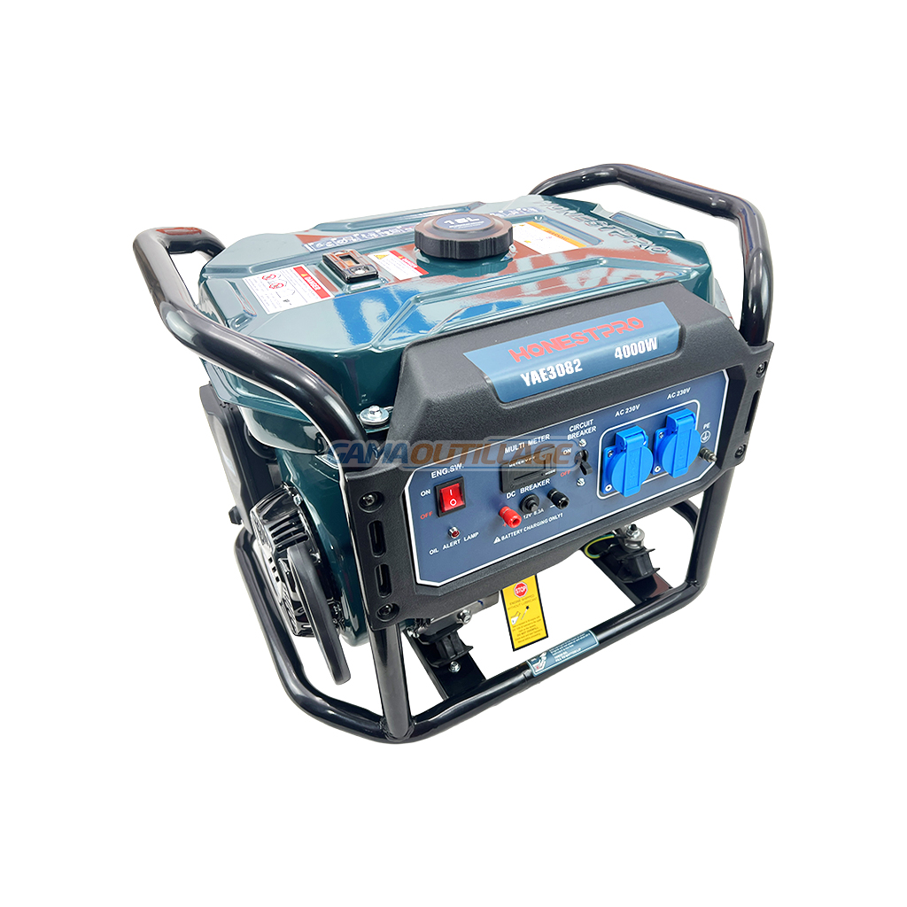 PRINCIPALE GAMA OUTILLAGE Générateur portable HONESTPRO 4000W avec panneau de commande équipé de prises 220V et interrupteur de sécurité