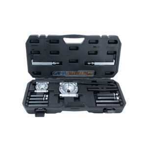 Caisse arrache roulement 14 pièces CROWN avec séparateurs et accessoires rangés dans une mallette noire ouverte