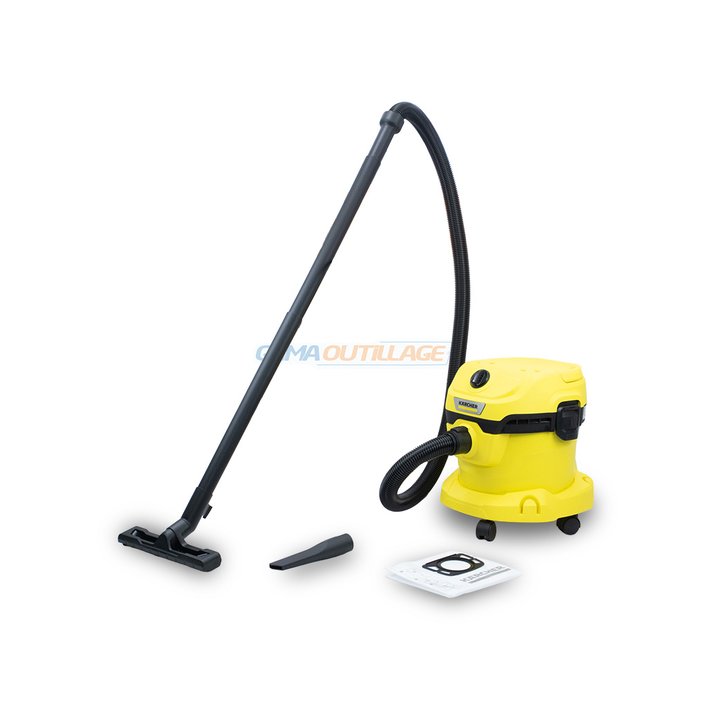 1 PRINCIPALE GAMA OUTILLAGE Aspirateur Kärcher WD2 Plus 12L avec accessoires complets exposés