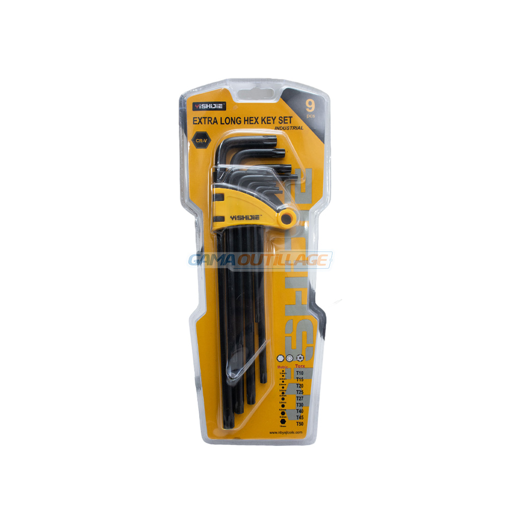 1 PRINCIPALE GAMA OUTILLAGE Jeu de clés Torx extra longues 9 pièces Yishijie en étui jaune et noir – GAMA OUTILLAGE